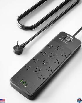 B0cp982rwg Visit The Plugtul Store Surge Protector Power Strip 12 Outlets 5ft Flat Plug 20w Usb C Charging Black