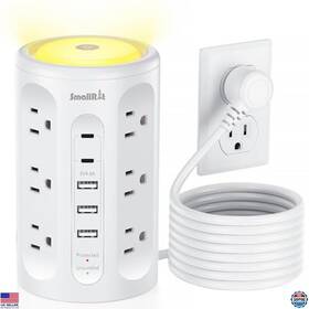 B0dl9gfdy1 Visit The Smallrt Store Power Strip Tower 12 Ac Outlets 3 Usb 2 Usb-c 10 Ft Surge Protector White