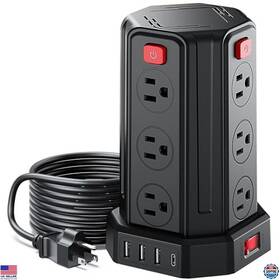 B0dnnb3ycq Visit The Smallrt Store Power Tower Surge Protector - 6.5 Ft Cord 12 Ac Outlets And 4 Usb Ports