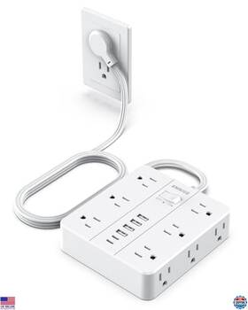 B0dhrzcrqw Visit The Smnice Store 12 Outlet Power Strip With 6 Usb Ports Flat Plug 5ft Cord Surge Protector