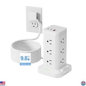 B0fk4x4qff Visit The Tagzilo Store 15-in-1 Power Strip Tower - 1800j Surge Protection 12 Ac Outlets 20w Usb-c