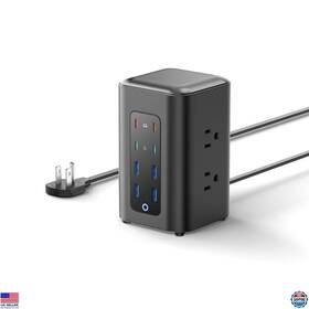 B0ff4p3wws Visit The Tentrend Store Power Strip Tower 230w - 14-in-1 Usb-c Hub 2000j Surge Protection 6 Ac And 8