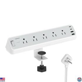 Ts-ps06us00 Visit The Tessan Store 10 Ft Desk Clamp Power Strip 5 Outlets 4 Usb Ports 2100j Surge Protect