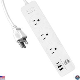 Pg-01a Visit The Wbm Smart Store 5.9ft Power Strip With 2 Usb Ports And Type C Etl Certified Multi Outlet Extender
