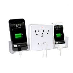 Vista Shops 740016264224 New Classic Combo Wall Adapter With 3 Ac Outlets Surge Protection And Dual Usb