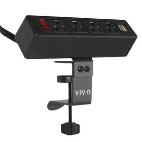 Vivo 810080410763 Clamp-on Power Strip All-in-one Hub Desk Mount With 2 Usb Ports 4 Ac Ou