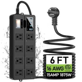 Ipx6 Vnj 704444176290 Outdoor Power Strip With 8ac Outlets 4usb Ports Waterproof Surge Prot