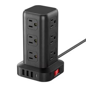 Vrbgify 313026394320 Tower Power Strip Extension Cord With 12 Ac Outlets 4 Usb Ports Surge Protector