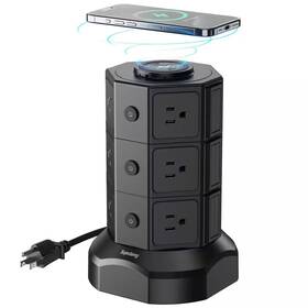 Vrbgify 313042754795 6.5 Ft. Extension Cord 12-outlet Ac Widely Spaced 1050 Joules Surge Protector Wi