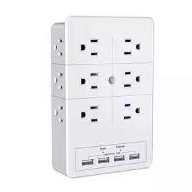 Vrbgify 313044679638 Wall Mount Multi Outlet Extension Cord 12-outlet Ac Surge Protector With 4 Usb P
