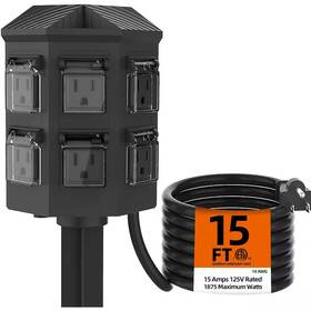 Vrbgify 313044922956 15 Ft. Power Strip Extension Cord 6-outlets 15amp/1875-watt Grounded For Outdoor