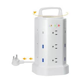 2100 Vrbgify 313111697619 6.5 Ft. Extension Cord 12-outlet Ac Widely Spaced Joules Surge Protector Wi