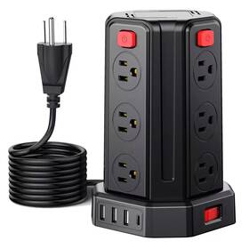 1700 Vrbgify 445023384394 16.4 Ft. Long Extension Cord 12-outlet Ac Joules Power Strip Surge Protecto