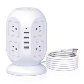 Vrbgify 445033744706 10 Ft. Extension Cord 8-outlet Ac 1050 Joules Power Strip Surge Protector With O