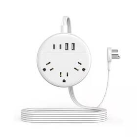 Vrbgify 711181911817 Flat Extension Cord 10 Ft. 3-outlet Ac Surge Protector With 4 Usb Ports 2 C