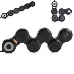 Bb-905 Vvons Flexible Surge Protector Power Strip 6 Feet Long Cord 4 17.7 6.7 1.7 Black