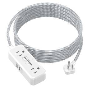 Waksmart 426908270933 20 Ft Travel Power Strip Extension Cord With Multiple 4 Ac Outlets 2 Usb Type C