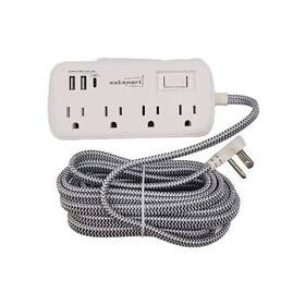 Ac44526 Waksmart Powerstrip Surge Protector With 4 Outlets And Usb/usb-c 15ft Braided Cord