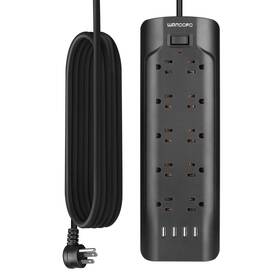 Wandofo 726754158391 15ft Extra Long Cord Power Strip Surge Protector 5v 3.4a Smart Usb Outlet St