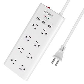 Wandofo 726754158513 2 Prong 8 Outlet Power Strip 6 Ft Extension Cord With 3 Usb Ports 1625w 105