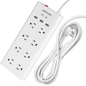 1050j Wandofo 729920505869 12 Ft Surge Protector Power Strip 8 Outlet Foot Long Extension Cord 15a