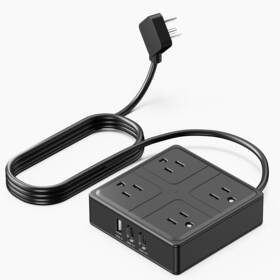 Wentong 767552925884 Flat Plug Power Strip With Usb Ports Compact Charging Station Travel And Dorms