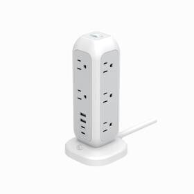 White Lunar 786727692963 Power Strip Tower 4 Usb Ports 2 Usb-a Type-c Surge Protector 1
