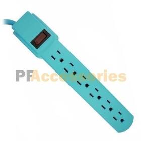 41d-643 Wideskall 1 Ft 6 Outlet Safety Surge Protector Angle Plug Ac Wall Power Strip Blue Ul
