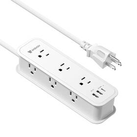 Wisvov 764401605355 10ft Surge Protector Power Strip 6 Outlets 3 Usb Charging Ports No Box