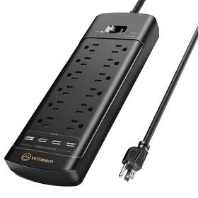 Mpsp8-us12u4 Witeem Surge Protector Power Strip - 12 Outlets 4 Usb 6a Ports 6ft Extension Cord
