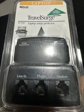 Woods 078693059964 Travelsurge Laptop Surge Protector With Phone In And Out
