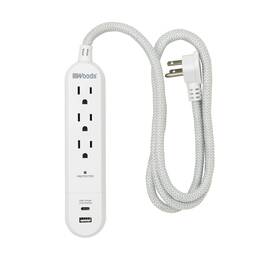 250j Woods 078693410260 41026 250 Joules Protection 3-outlet Surge Protector With 4ft Brai