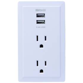 Woods 078693412301 41230 2-outlet/2 Usb Plug In Charging Wall Tap White