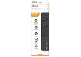 3-out Woods 078693413230 41323 Dsktop Usb Temp 350j 6ft Surge Protector Strip Black