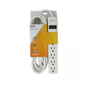 Woods 313044398362 6-outlet Power Strip With Sliding Safety Covers And Circuit Breaker 8 Ft