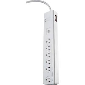 1080j Woods 41715 6-outlet White Surge Protector Strip With Remote Control And 5 Ft