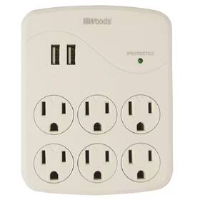 Woods 445019420440 6-outlet Surge Tap With Phone Cradle