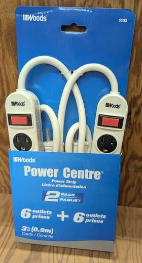 55123 Woods Power Centre Strip 2 Pack