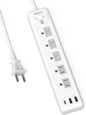 Wp05-b5c-3u Wrxdmc 2 Prong Power Strip To 3 Outlet Adapter 5ft Extension Cor
