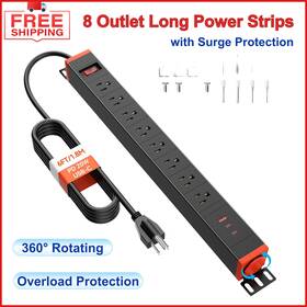 62-963 Xba Rack Mount Power Strips 8 Outlet Surge Protector With 360 Rotation Design