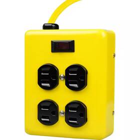 Yellow Jacket 313031539594 4 Ft. 4-outlet Metal Heavy-duty Power Block With On/off Switch