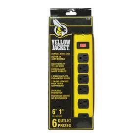 Yellow Jacket 744110943825 6 Ft. 6-outlet Metal Heavy-duty Power Strip With On/off Switch