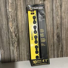 990353343 Yellow Jacket 10 Outlet Power Strip Surge Protector 2 Usb Charge Ports Led Light