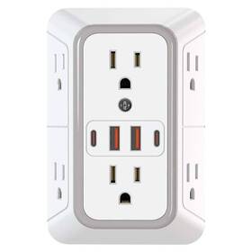 Yichuhaoxi 313101917901 6-outlet Extender Surge Protector With 2 Usb-a Usb-c Ports Multi Plug Wall Ad