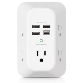 Yichuhaoxi 313102112107 5-outlet Extender Wall Adapter With 4 Usb-a Ports 1 Usb-c Port Surge Protector
