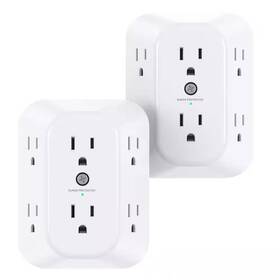 Yichuhaoxi 445015052010 2-pack Surge Protector Outlet Extender Splitter 6 Ac Multi Plug Wall Adapter 180