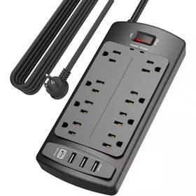 3-usb-a Yichuhaoxi 445031116116 15 Ft. Cord Flat Plug 8-outlets Surge Protector Power Strip Tower With A
