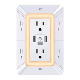 Yichuhaoxi 445044077053 6-outlet Extender With 3 Usb-a Ports 1 Usb-c Port Surge Protector Night Lig