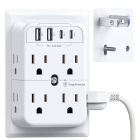 Yichuhaoxi 711181129090 2 To 3 Prong Outlet Adapter 8-outlet 2-ports Usb-a Usb-c Surge Protector
