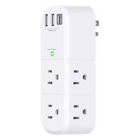 Yichuhaoxi 711181602807 Rotating Plug Surge Protector 6-outlet 2-ports 1-ports With 1800 Joules 3-sided